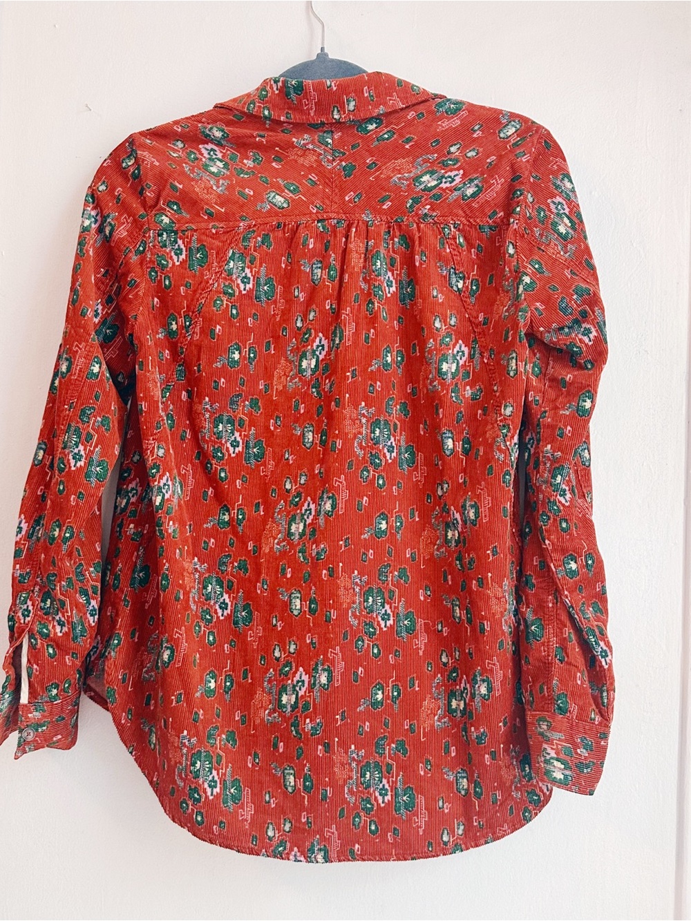 Anthropologie Building 18 corduroy floral rust orange blouse US 2 small cotton - Picture 8 of 10